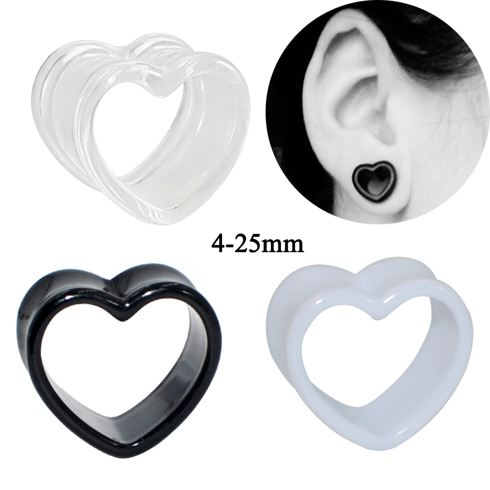 Body Jewelry Gauges - Akrilik Aşk Siyah Beyaz Kalp şeklinde