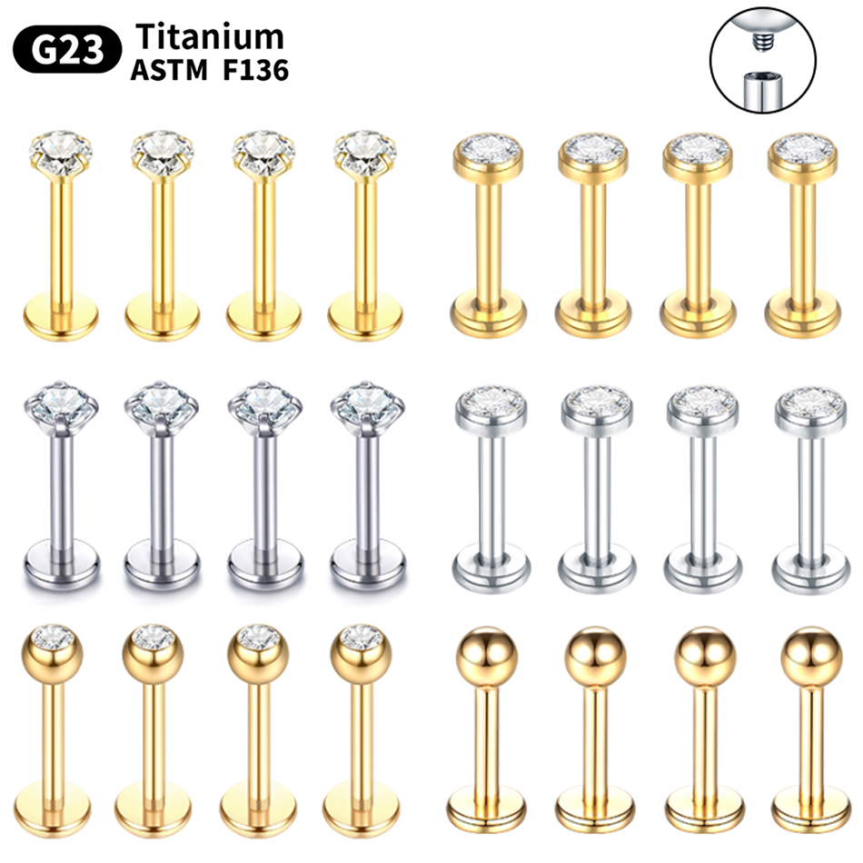 Body Jewelry Lip Ring - 10 adet G23 titanyum Labret Piercing