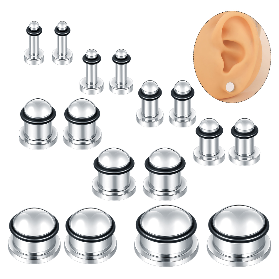 Body Jewelry Gauges - 1 çift Paslanmaz Çelik Kulak Tüneli