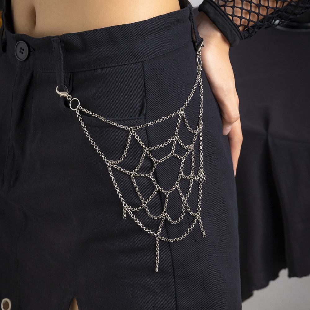 Body Jewelry Charms - Gotik Punk Gümüş Renk Örümcek Web