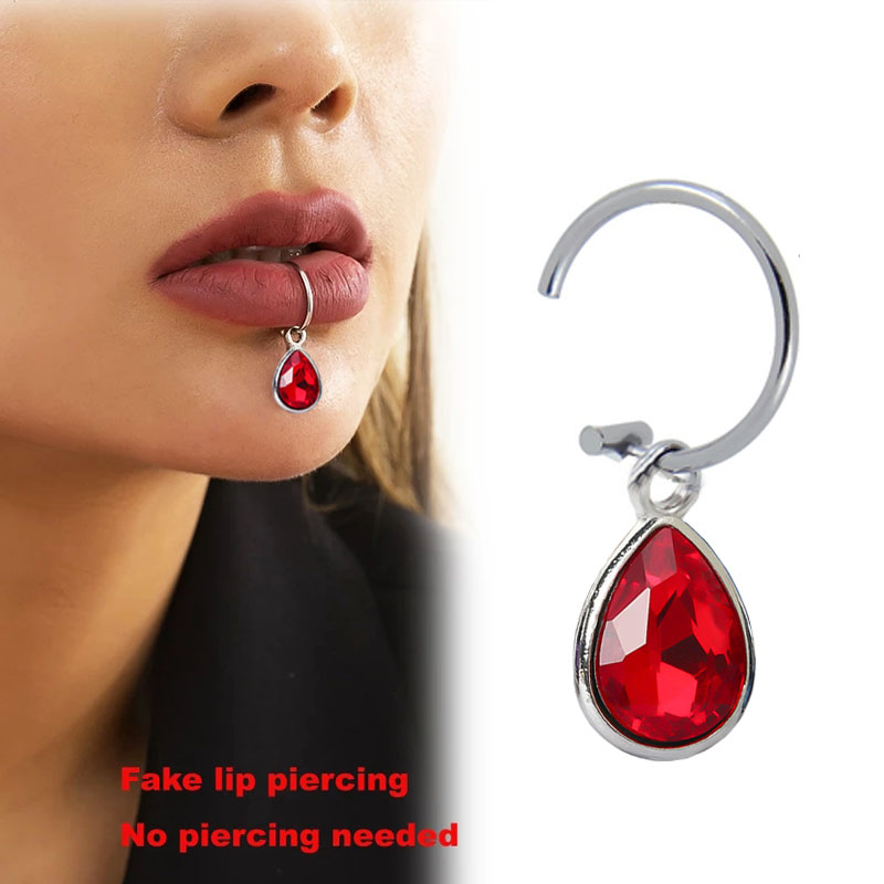 Body Jewelry Lip Ring - 1 adet sahte Piercing dudak klip