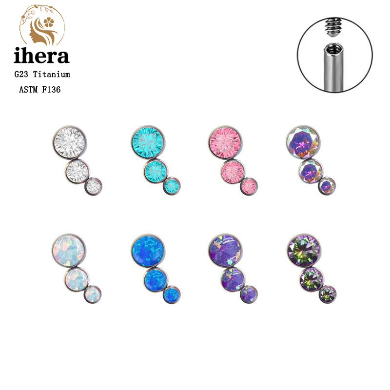 Body Jewelry Lip Ring - G23 Titanyum Yuvarlak Zirkon Düz Çivi