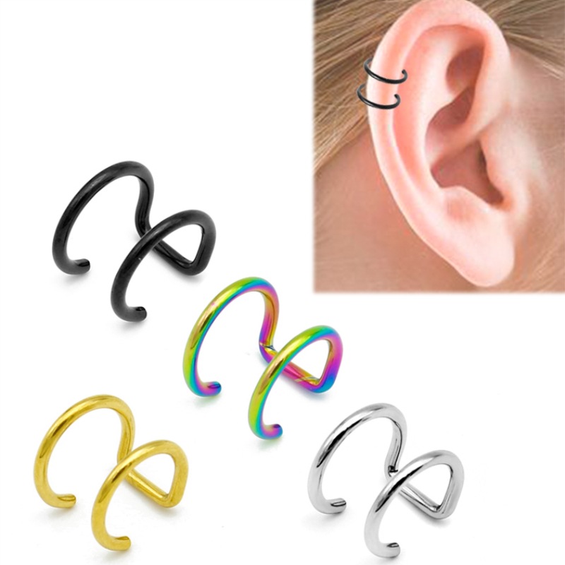 Body Jewelry Lip Ring - 2 Adet 316L Paslanmaz Çelik Klipsli
