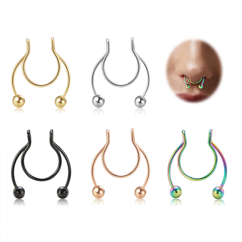 Body Jewelry Lip Ring - 20G Sahte Burun Halkaları Klipsli Paslanmaz