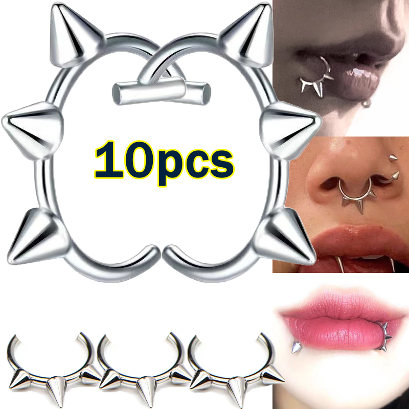 Body Jewelry Lip Ring - 10 adet Punk Burun Halkası Bir