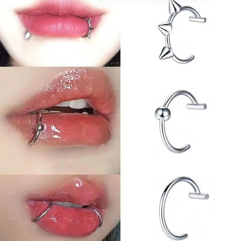 Body Jewelry Lip Ring - 1 Adet Paslanmaz Çelik Sahte Burun