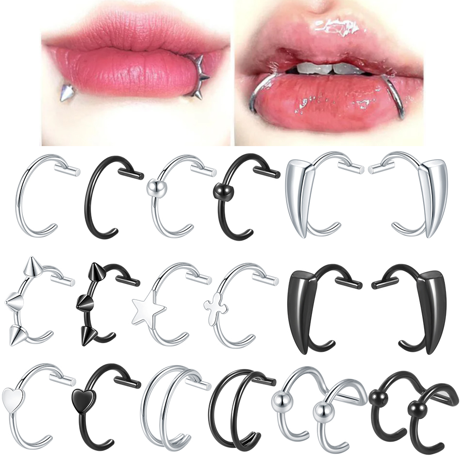 Body Jewelry Lip Ring - 1 adet paslanmaz çelik sahte burun