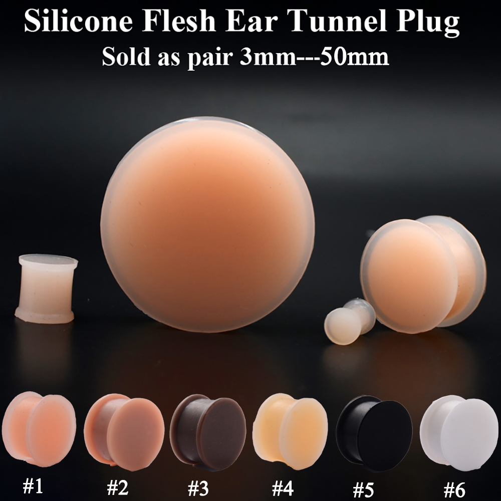 Body Jewelry Gauges - 1 çift Silikon Esnek Kalın Kulak