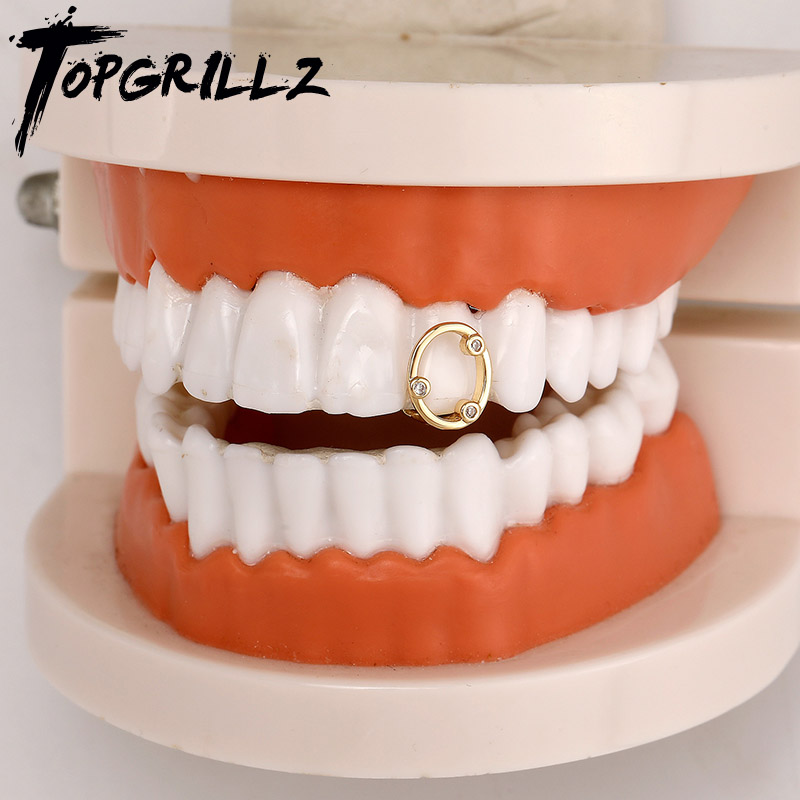 Body Jewelry Charms - TOPGRILLZ Vintage Klasik Tekli Buzlu Zirkon