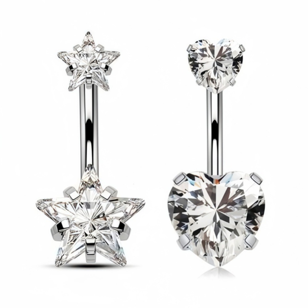 Kalp Yuvarlak Çift Kafa Zirkon - Body Jewelry Charms incelemesi ve fiyatı