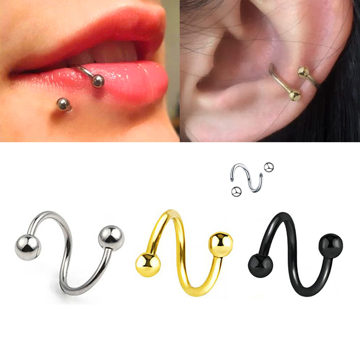 Kadın Spiral Küpeler Delici Ta - Body Jewelry Lip Ring incelemesi ve fiyatı